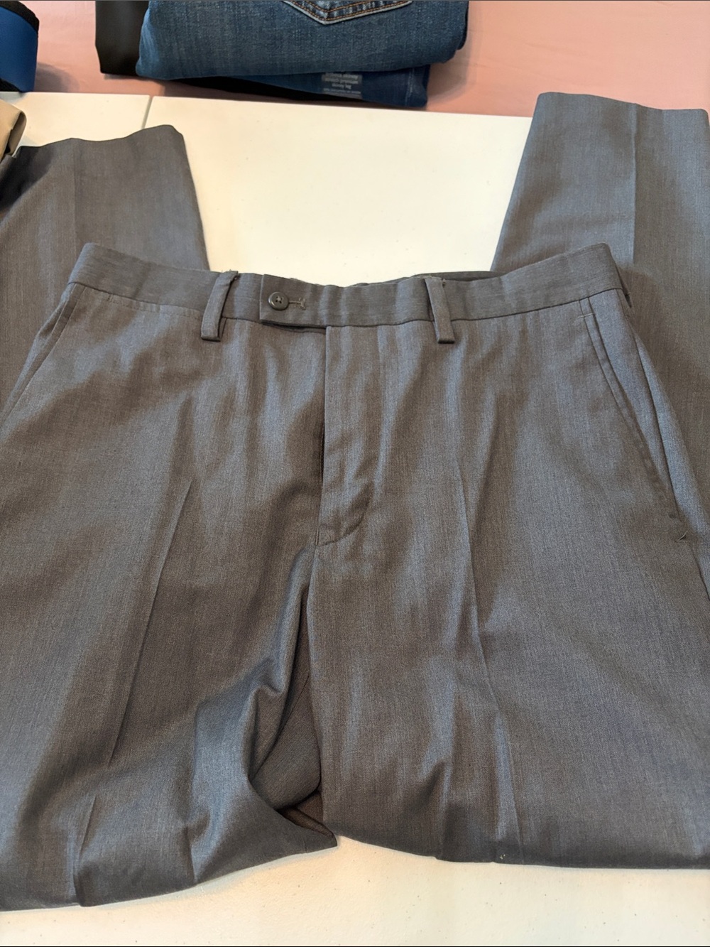 Louis Raphael Men's Gray Dress Pants - Tailored Front Pleats